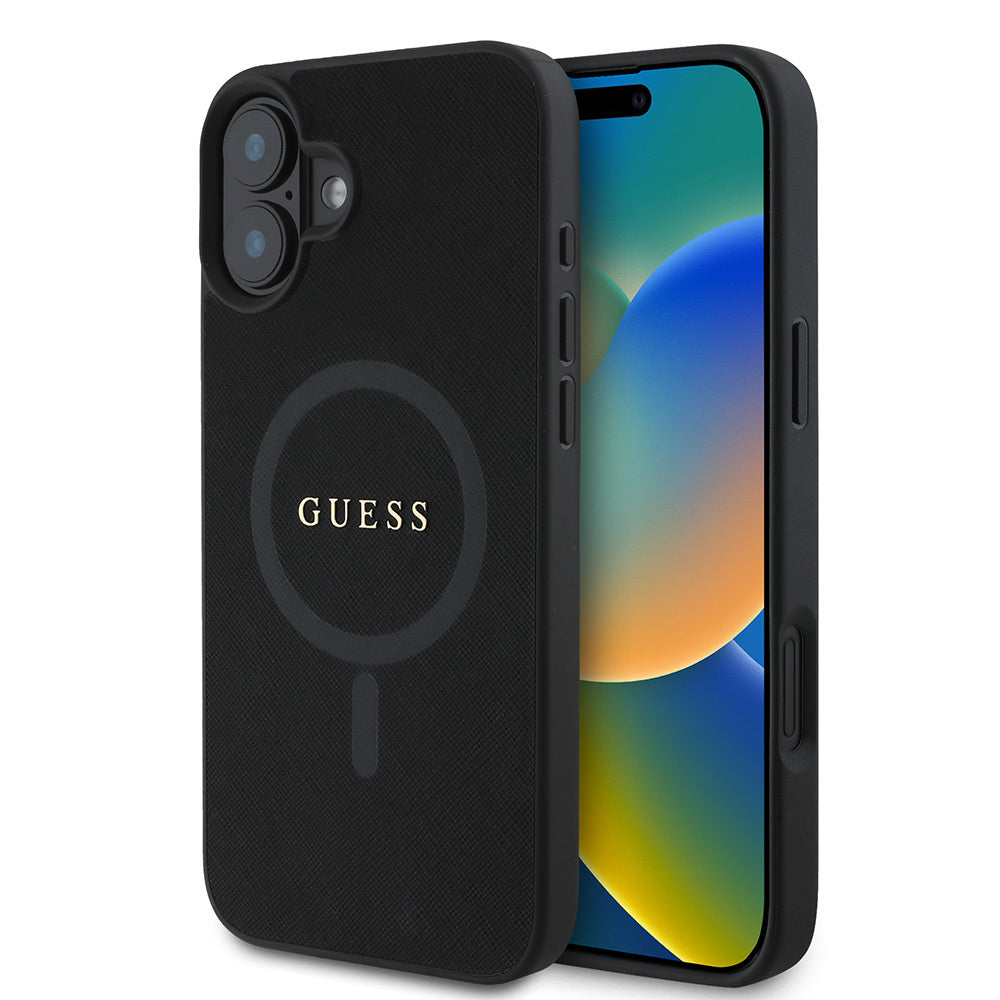 Guess iPhone 16 Orjinal Lisanslı Magsafe Şarj Özellikli Yazı Logolu Saffiano Classic Telefon Kılıfı-1 Guess iPhone 16 Orjinal Lisanslı Magsafe Şarj Özellikli Yazı Logolu Saffiano Classic Telefon Kılıfı-1